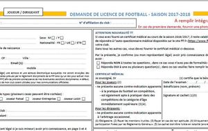 Demande de licence 2017 2018