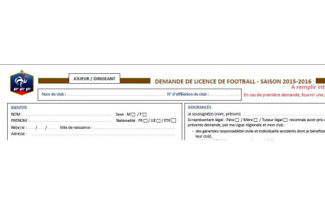 Formulaire de demande de licence 2015 2016